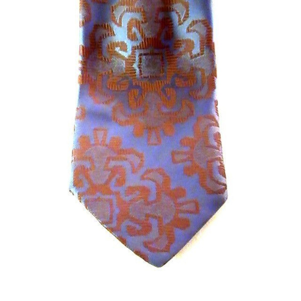 Vintage Carson Pirie Scott Men's Silk Tie Necktie Blue Brown Embroidered Floral‎